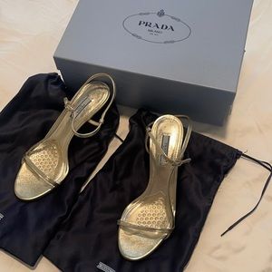 Prada gold sling back heels